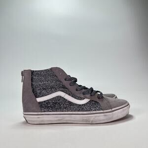 Vans Sk8-Hi Zip Gunmetal Glitter Gray High Top Skater Sneakers Youth Size 6
